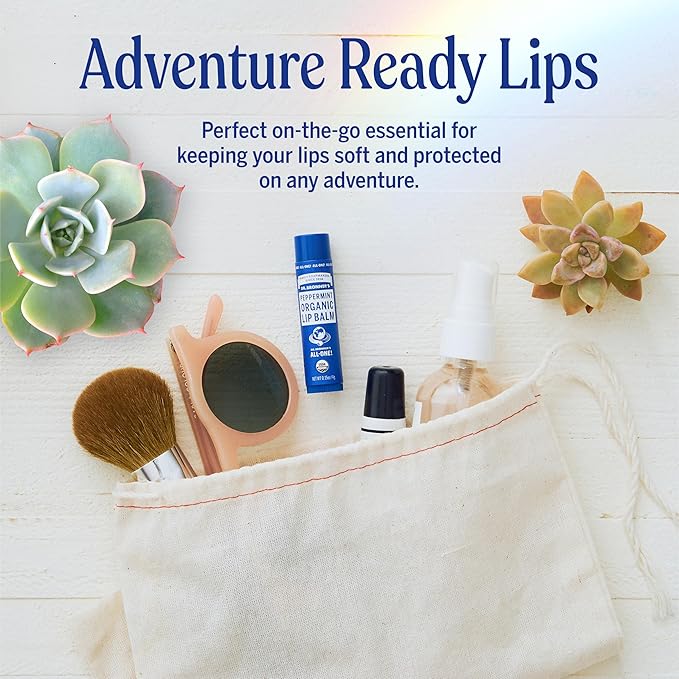 Dr. Bronner's - Organic Lip Balm (Peppermint, 0.15 ounce, 6-Pack) - Made with Organic Beeswax and Avocado Oil, For Dry Lips, Hands, Chin or Cheeks, Jojoba Oil for Added Moisture, Cooling and Hydrating