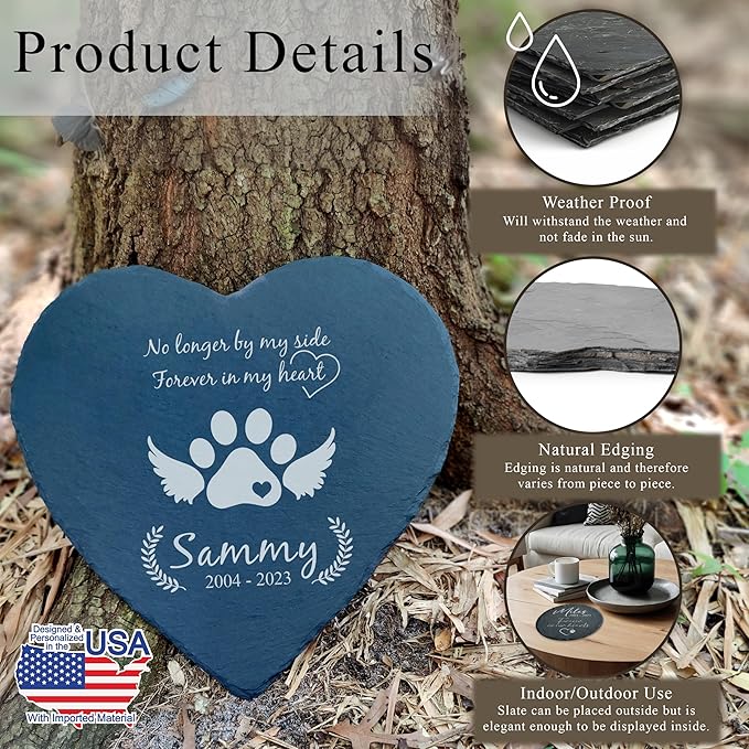 Dog Memorial Gifts for Loss of Dog, Cemetery Decorations for Grave, Pet Loss Sympathy Gift, Personalized Remembrance Garden Stone, Cat Lovers Heaven Grave Markers Bereavement Headstone (A03H)