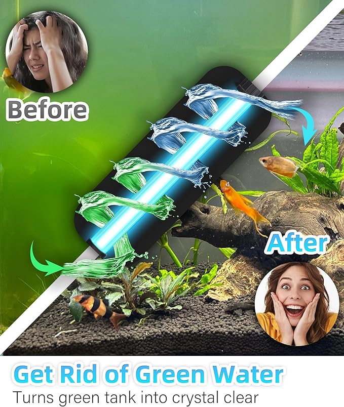 Aquarium Filter U-Very Suitable for 75-300 Gallon Tank, 500GPH Fish Tank Filters for Green Control, Internal Submersible Pump for Turtle Tank, Small Pond, Pool Filter, Cold Plunge Ice Bath Hot Tub