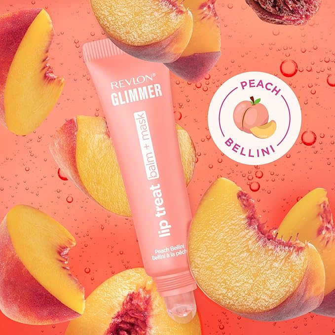 Revlon Glimmer Lip Treat Balm + Mask™, Overnight Peptide Lip Treatment, Hydrating, 003 Peach Bellini, 0.4 fl oz