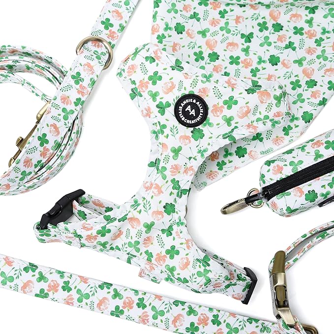 Angie and Allie Organic Cotton Dog Harness,No Pull Pet Harness with Leash D-Ring,Adjustable Soft Padded Dog Vest,Comfortable,Sustainable,Breathable and Stylish for Your Canine Companion