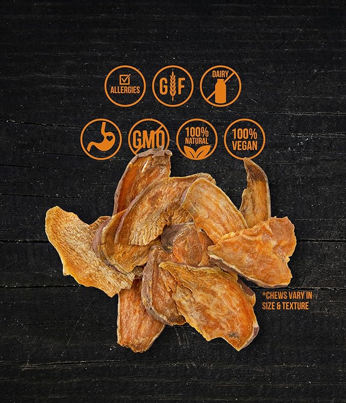 Wholesome Pride Sweet Potato Chews Dog Treats – All-Natural, Single-Ingredient, Grain-Free, 16 oz