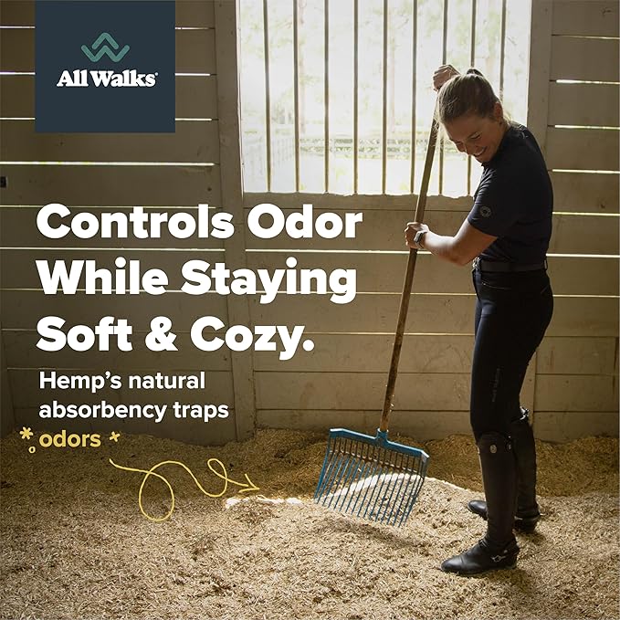 All Walks 150 Liter(30 lbs) Hemp Bedding for Chicken Coops, Hampters, Ducks, and Turkeys - 100% Natural, Superior Odor Control, Biodegradable Pet Bedding, Dust-Free - Made in USA