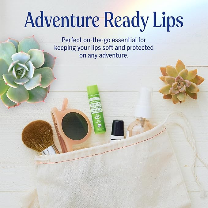 Dr. Bronner’s Organic Lip Balm 6-Pack (.15oz) Natural, Moisturizinging, Petroleum-Free Lip Balm with Beeswax & Avocado Oil for Dry Lips, Men & Women - Lemon Lime