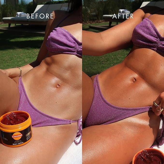 Carroten Intensive Tanning Gel | Browning Tan Accelerator | Non-Greasy, Water-Resistant with Carrot and Coconut Oil | Vitamin A & E For Moisture & Hydration | Made in Greece | 5 Fl Oz