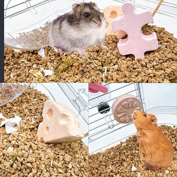Tfwadmx Lava Block Chew Toys 7 Pcs Teeth Grinding Pet Pumice Calcium Stones for Guinea Pig Chinchilla Hamster Mouse Squirrel Bunny or Other Small Animal