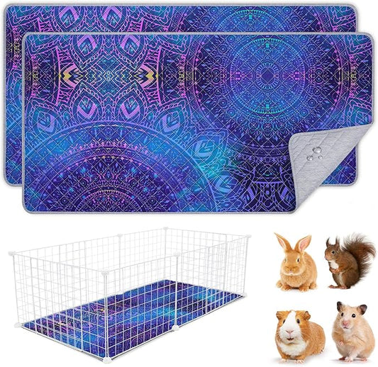 2 Pack Guinea Pig Bedding, Washable Guinea Pig Cage Liner Reusable Guinea Pig Mat Waterproof Guinea Pig Bedding for Cage, Super Absorbant Guinea Pig Pee Pads for Small Animals Hamster Rabbit Squirrel