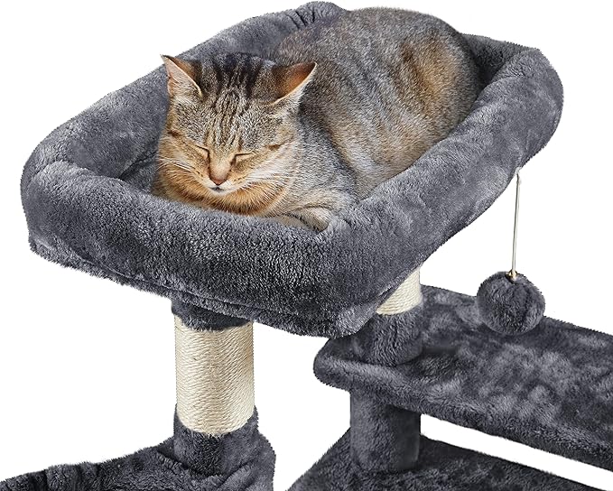 Yaheetech 46in Cat Tree for Indoor Cats, Cat Tower with Spacious Condos, Scratching Posts & Large Top Plush Perch, Cat Stand House Activity Tower for Cats Kittens