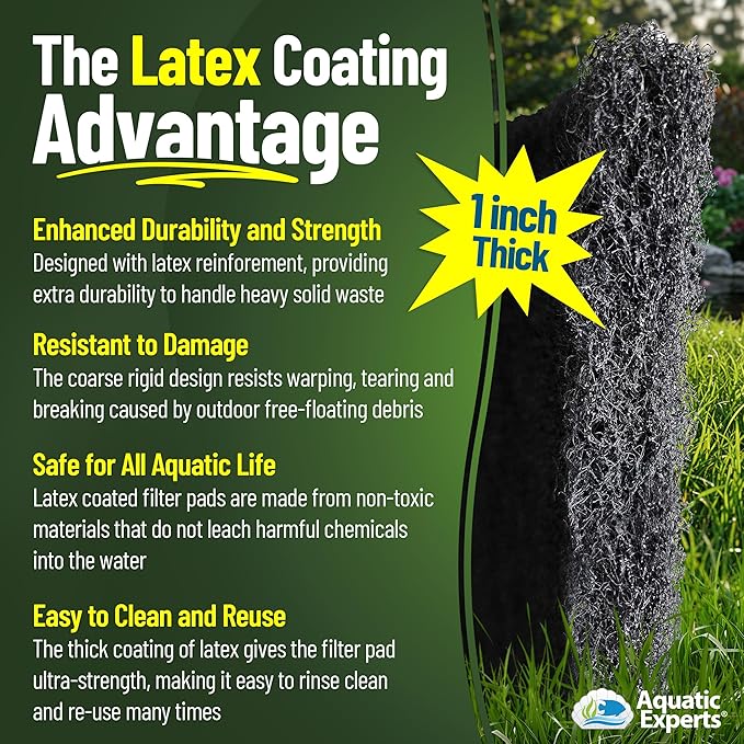 Aquatic Experts Classic Koi Pond Filter Pad COARSE – Bulk Roll Pond Filter Media, Rigid Ultra-Durable Latex Coated Fish Pond Filter Material US (Pond Bundle 1, Coarse (Black))