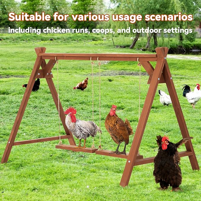 PETSFIT Chicken Roosting Bars for Hens with 2 Swings,Chickens Perch for Pet's Healthy and Play,Chicken Coop Accessories for 6-8 Chickens,Easy to Assemble and Clean