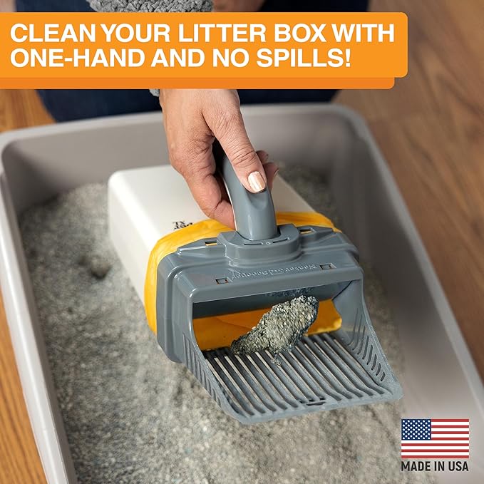 Neater Pet Brands Neater Scooper XL Cat Litter Scoop, 195 Refill Bags – Extra-Large Capacity Mess-Free Cat Litter Scooper with Bag for Large & Multiple Cats, Spill-Proof Litter Box Scooper with Holder