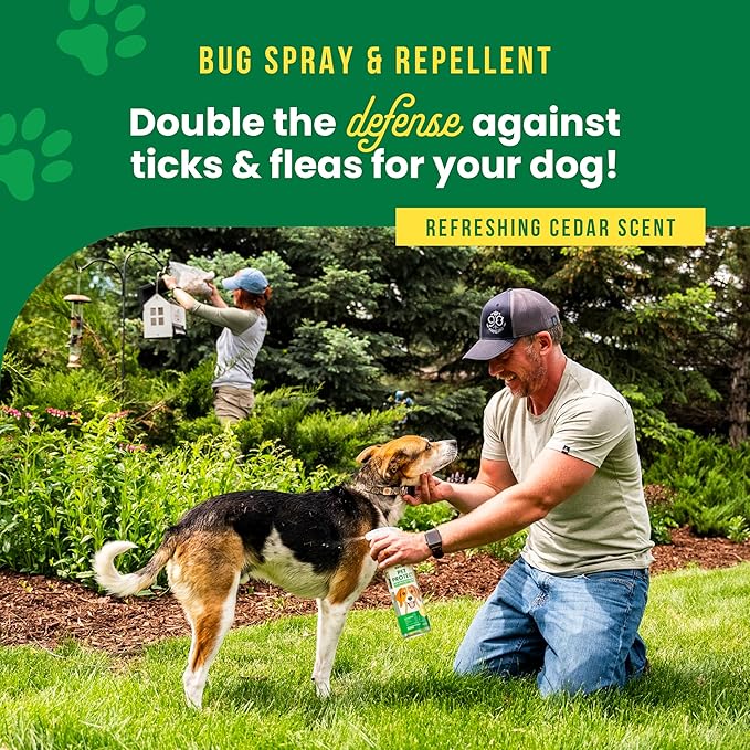 Sunday Pet Protect Flea, Tick, & Mosquito Spray – Natural, Effective Bug Spray for Dogs – Kills, Controls, Prevents Biting Pests with Cedarwood & Soybean Oil – 24 oz