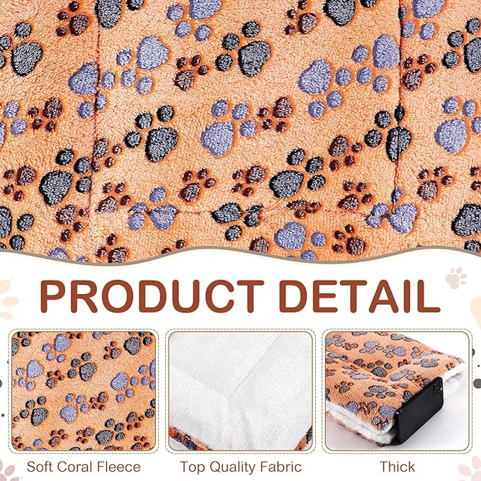 Tuanse 4 Pack Ultra Soft Dog Cat Bed Mat with Cute Prints Reversible Fleece Dog Crate Kennel Pad Cozy Washable Thickened Hamster Guinea Pig Pet Bed Mat for Small Animals(21 x 14 Inches,Vivid Color)