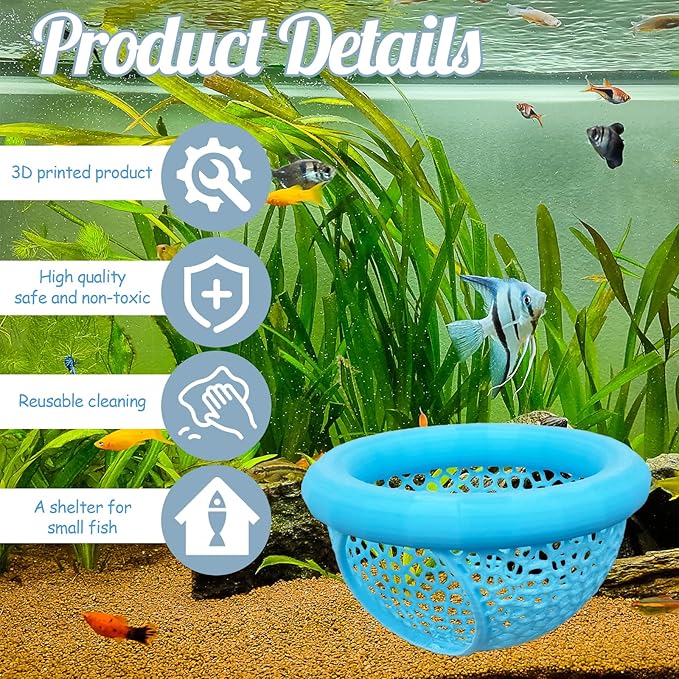 CAIJ Betta Exercise Ring & Floating Hammock Set, Aquarium Betta Fish Training and Feeding Rings, Multi-Functional Floating Resting Bed, Decorative Accessories for Small Fish Tanks Blue