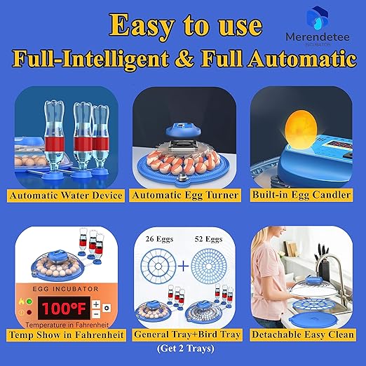 26-52 Eggs Automatic Incubator | Upgrade Automatic Water Adding |360 Degree View | incubators for Hatching Eggs |Without Installation Use
