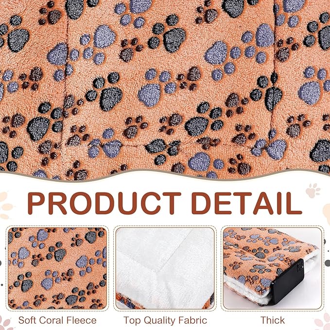 Tuanse 4 Pack Ultra Soft Dog Cat Bed Mat with Cute Prints Reversible Fleece Dog Crate Kennel Pad Cozy Washable Thickened Hamster Guinea Pig Pet Bed Mat for Small Animals(30 x 22 Inches,Vivid Color)