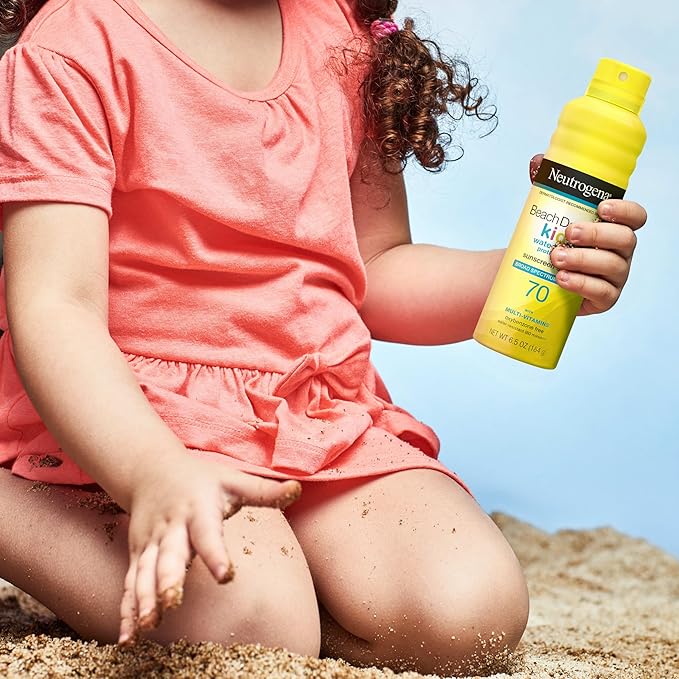 Neutrogena Beach Defense Kids Sunscreen Spray SPF 70, Water-Resistant Spray Sunscreen, Broad Spectrum Protection, Oxybenzone-Free & Fast-Drying, Beach Vacation Essential, 6.5 oz, Pack of 2