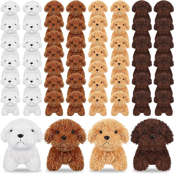 Liliful 50 Pcs Valentine Mini Puppy Dogs Small Stuffed Dog Bulk Cute Stuffed Animal Adopt a Dog Party Favors for Kids Valentine Goodie Bag Fillers Gifts Classroom Birthday(Multicolored,Cute Style)