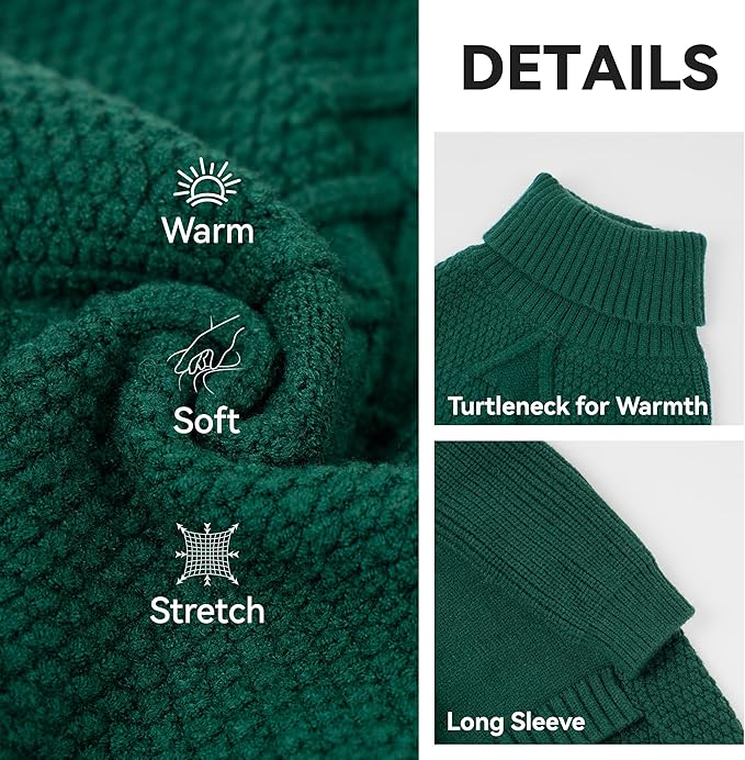 cyeollo 4XL Dog Christmas Sweater,Pullover Turtleneck for Large Giant Dogs Classic Knitwear Fall Winter Cold Weather Dog Clothes Warm Pet Apparel Large Big Dogs Sweaters Male&Female, Green XXXXL