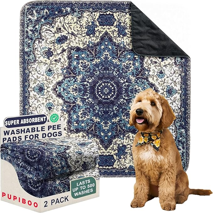 PUPIBOO Washable Pee Pads for Dogs and Cats - Super Absorbent Reusable Puppy Training Pads - 100% Waterproof, Leak-Proof & Non-Slip Whelping Pads for Pet Housebreaking