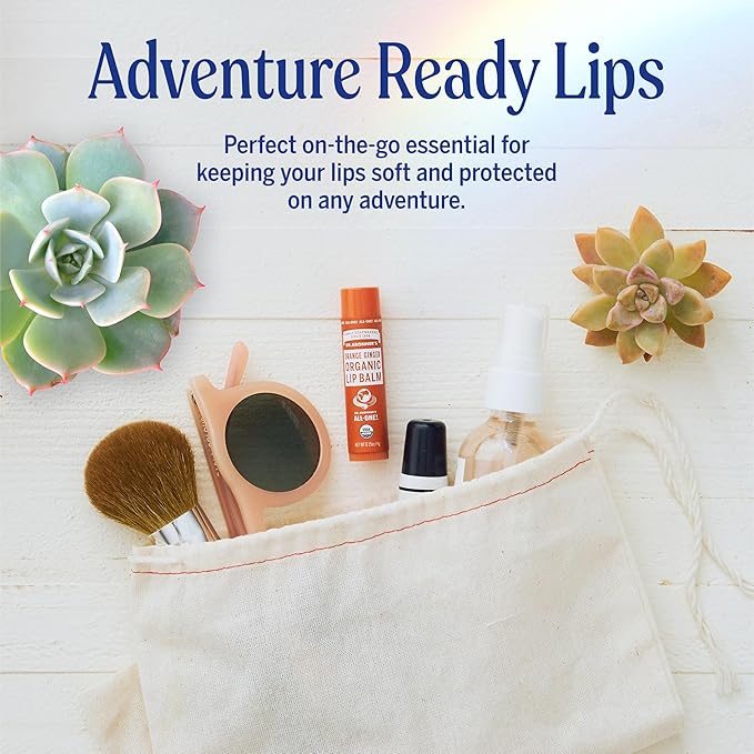 Dr. Bronner’s Organic Lip Balm 6-Pack (.15oz) Natural, Moisturizing, Petroleum-Free Lip Balm with Beeswax & Avocado Oil for Dry Lips, Men & Women - Orange Ginger