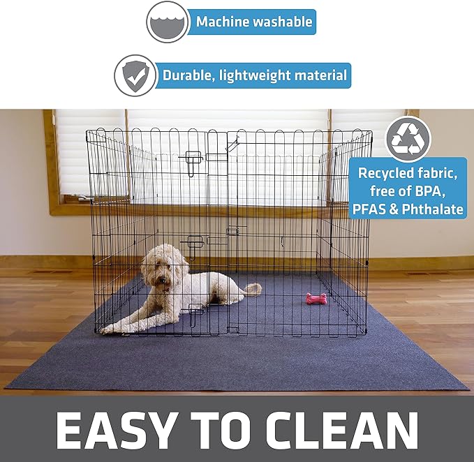 Drymate Jumbo Dog Playpen Mat (60x74), Super Absorbent, Waterproof, Slip-Resistant, Machine Washable, Reusable Puppy Pad for Training, Whelping, Housebreaking, Incontinence, Crate, Kennel (USA Made)