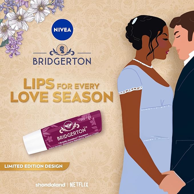 NIVEA Blackberry Pie Lip Balm, Nourishing Lip Care, Bridgerton Limited Edition Tinted Lip Balm with Blackberry Flavor and Shea Butter, 3-in-1 Moisture, Repair and Color, 0.17 Oz Stick