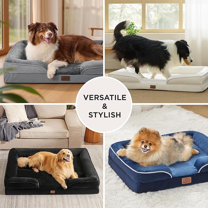 Bedsure L Plus Orthopedic Dog Bed for Large Dogs - Washable Dog Cat Bed Waterproof, L Plus Big Comfort Dogs Couch Sofa with Washable Removable Cover, Pet Bed with Nonskid Bottom, Lavender, 38"