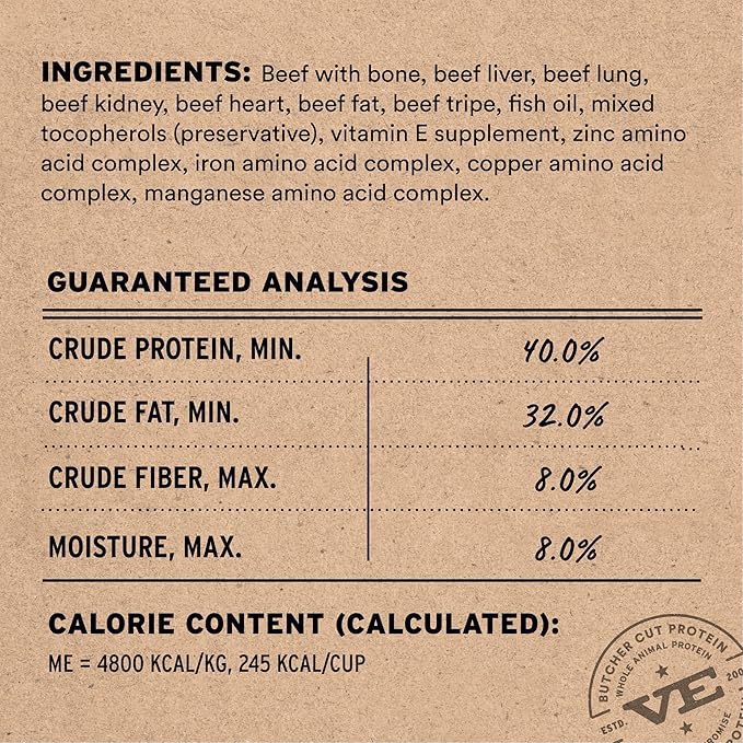 Vital Essentials Freeze-Dried Raw Dog Food, Beef Crunchy Mini Nibs | Complete Meal or Mixer | High Protein Dog Food | 5.5 oz
