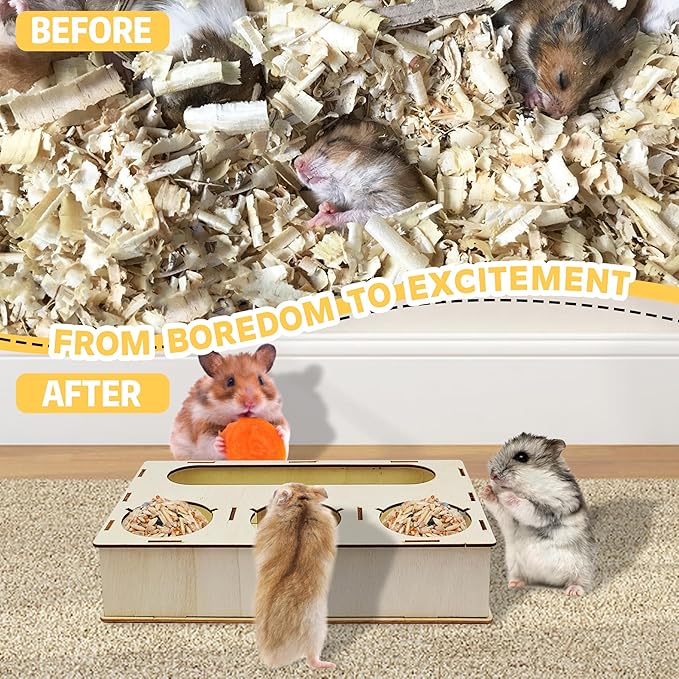 Guinea Pig Foraging Toys, Small Animals Hide Treats Foraging Puzzle Toys,Wooden Foraging Game Interactive Enrichment Toy for Rabbits, Hamsters, Bunny, Chinchillas, Rats and Gerbils