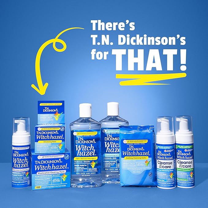 T.N. Dickinson's Witch Hazel Alcohol Free Moisturizing Astringent | 100% Natural Witch Hazel | Calms,Nourishes,Hydrates Skin-| for Face & Body-| 16 Fl Oz,(Pack of 2)