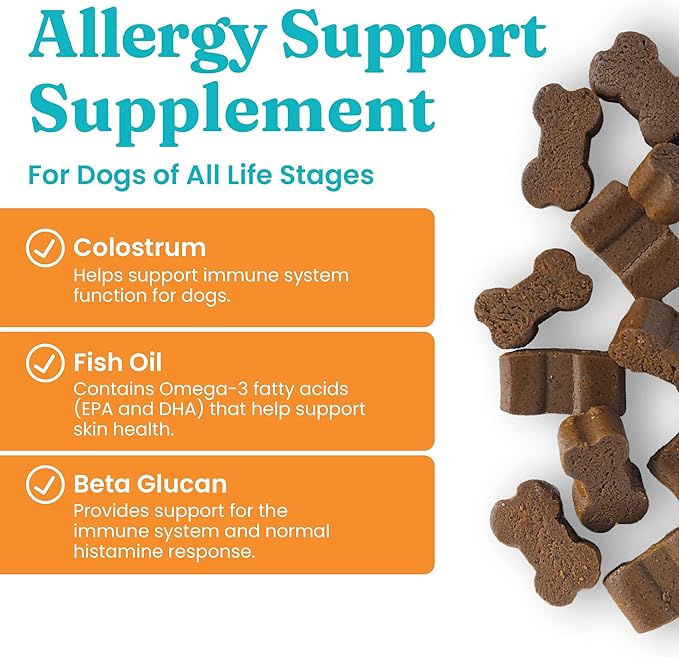 Solid Gold Dog Allergy Relief Chews - Dog Itching Skin Relief & Seasonal Allergies Support - Alaskan Salmon Oil for Dogs Skin, Coat & Immune Support - Bacon Flavor Soft Allergy Chews for Dogs - 60ct